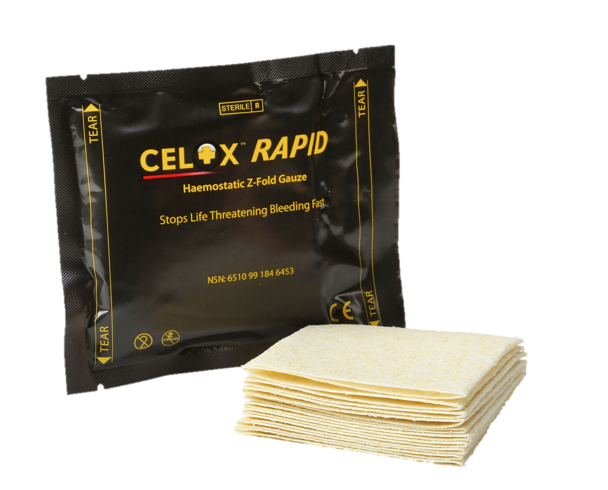 Celox Rapid Haemostatic Gauze (Stops Life-Threatening, including arterial Bleeding).